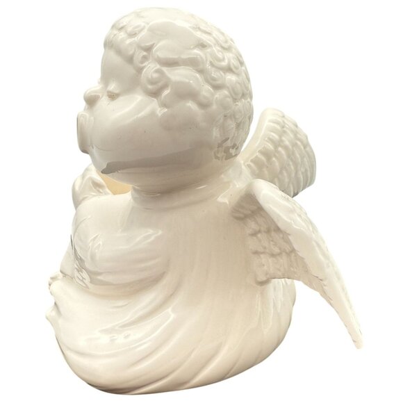 Vtg Fitz & Floyd Ceramic Singing Angel Figurine Taper Candle Holder Japan White - Picture 3 of 11
